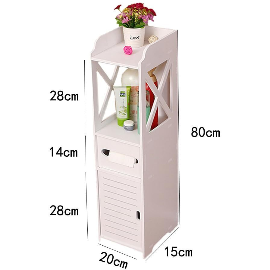 FURN ASPIRE Wood Corner Shelf Corner for Bathroom Living Room Corner Shower Waterproof Shelf Storage, Corner Shelving for Small Spaces (Pattern) (A. Cabinet (Depth 18Cm)), White