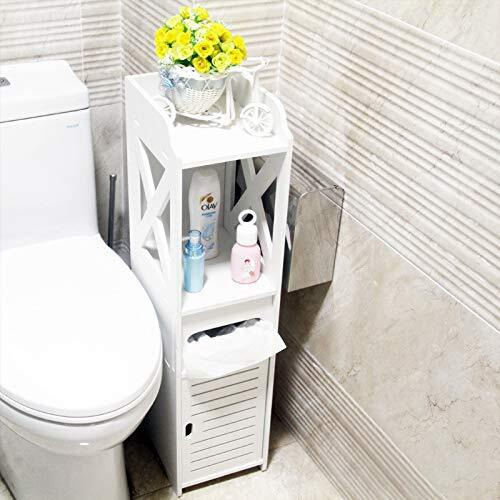 FURN ASPIRE Wood Corner Shelf Corner for Bathroom Living Room Corner Shower Waterproof Shelf Storage, Corner Shelving for Small Spaces (Pattern) (A. Cabinet (Depth 18Cm)), White