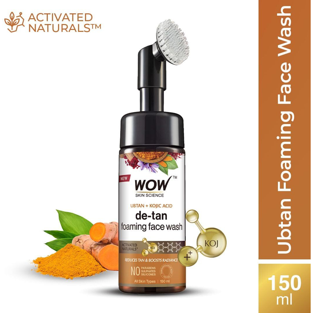 WOW Skin Science Ubtan Foaming Face Wash | Built in Brush for Deep Cleansing | Turmeric & Saffron | All Skin Types | Bright, Clear Skin | Paraben & Sulphates Free| Face Wash for Women & Men | 150 ml