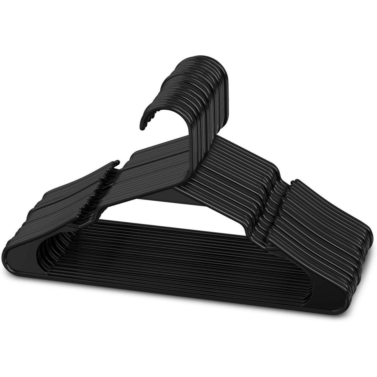PROTOWARE 10 Pieces Clothe Hangers for Wardrobe - Space Saving Cupboard Storage Organizer - Plastic Hanger Set for Saree, Shirt, Dress (Black)