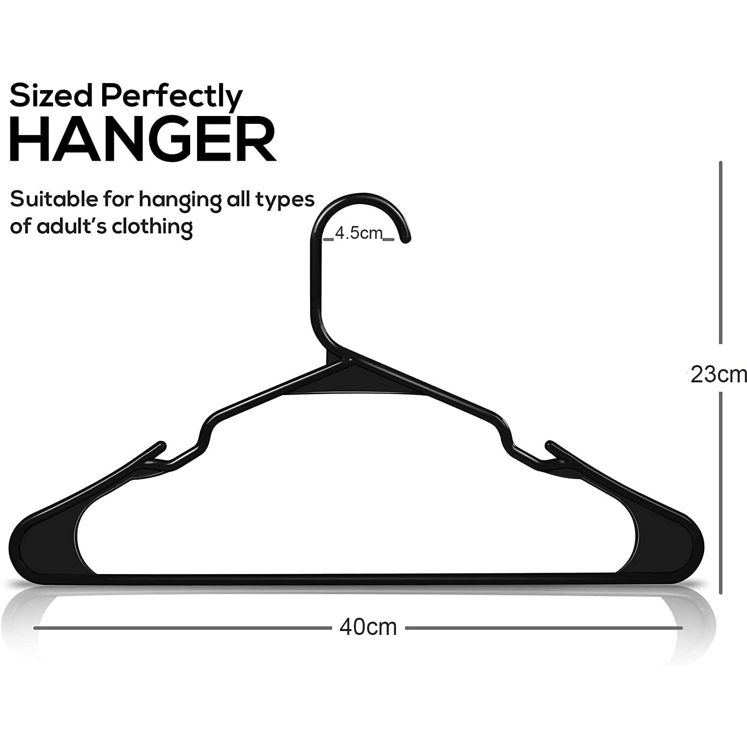 PROTOWARE 10 Pieces Clothe Hangers for Wardrobe - Space Saving Cupboard Storage Organizer - Plastic Hanger Set for Saree, Shirt, Dress (Black)