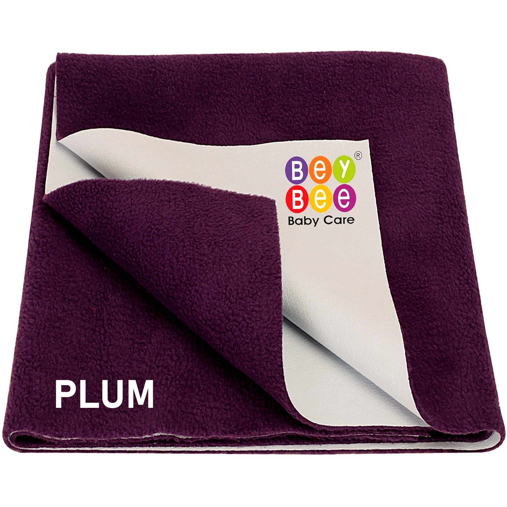 BeyBee Instadry Anti-Piling Fleece Extra Absorbent Quick Dry Sheet for New Born Babies, Cotton Bed Protector Mattress, Reusable Waterproof baby Cot sheet for Toddler Infant, Medium size 100x70cm, Plum