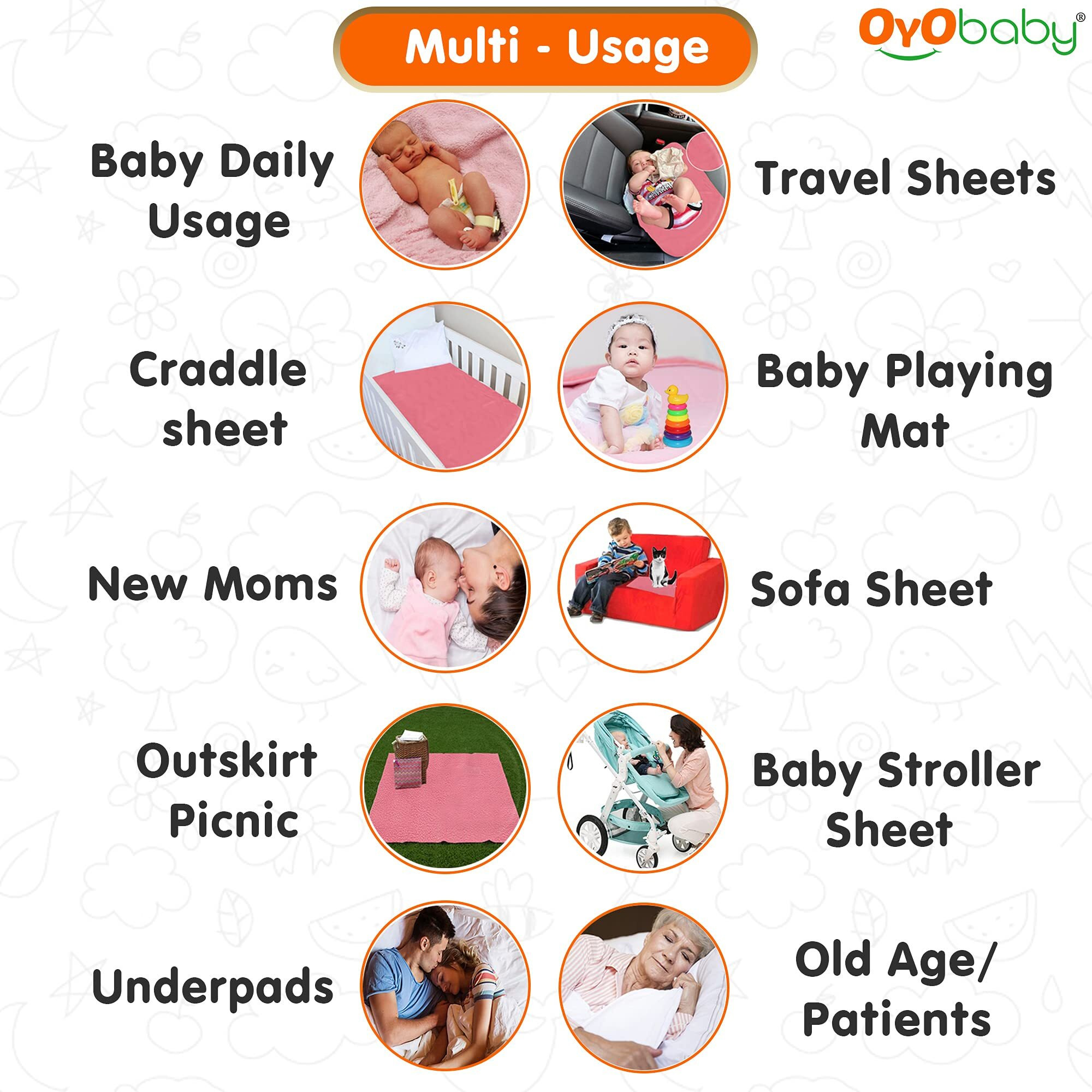 OYO BABY Cotton Waterproof Quick Dry Sheet For Baby|Bed Pad|Baby Bed Protector Sheet For Toddler Children(X-Large(200Cm X 140Cm),Salmon Rose)