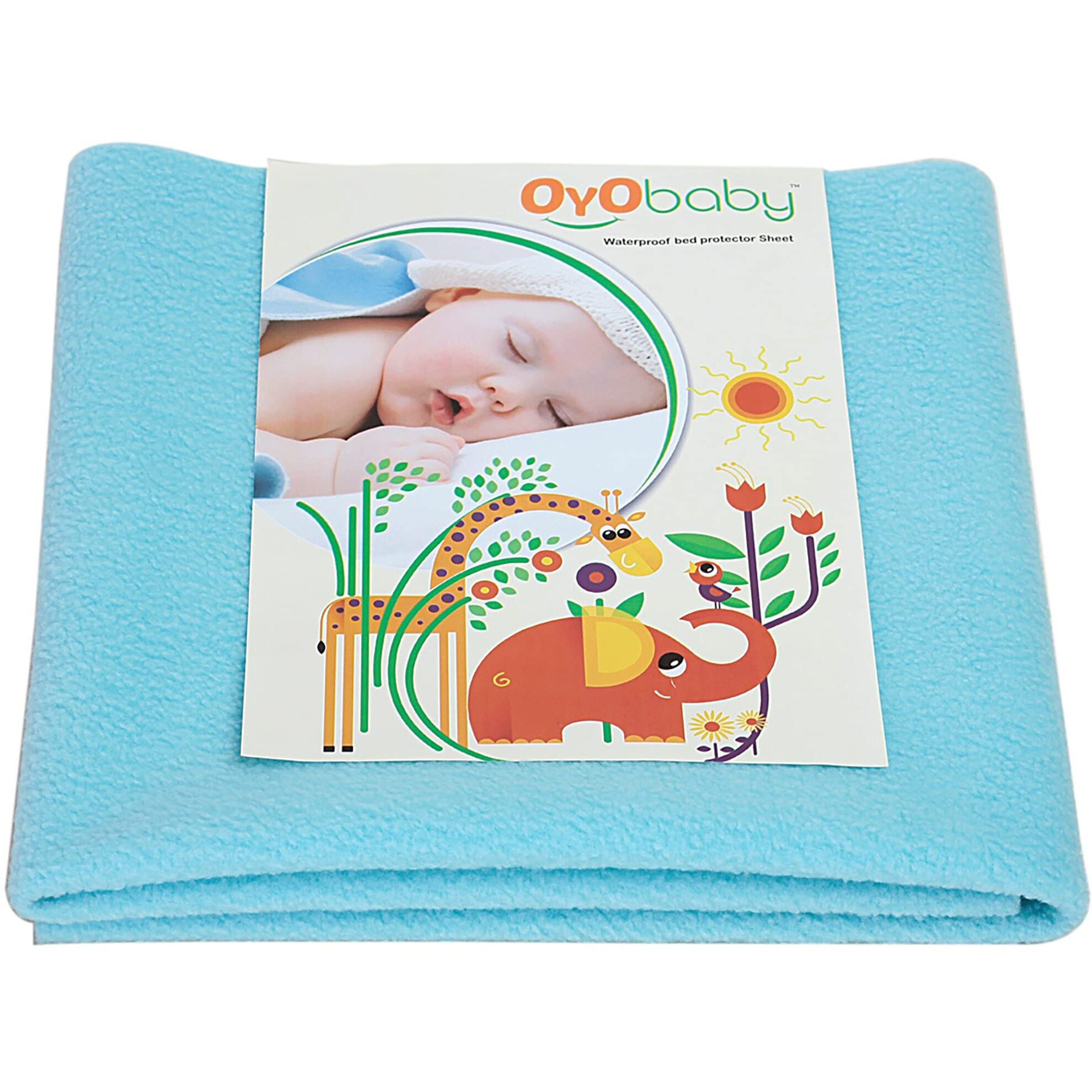 OYO BABY Cotton Waterproof Quick Dry Sheet For Baby|Bed Pad|Baby Bed Protector Sheet For Toddler Children(X-Large(200Cm X 140Cm),Sea Blue)