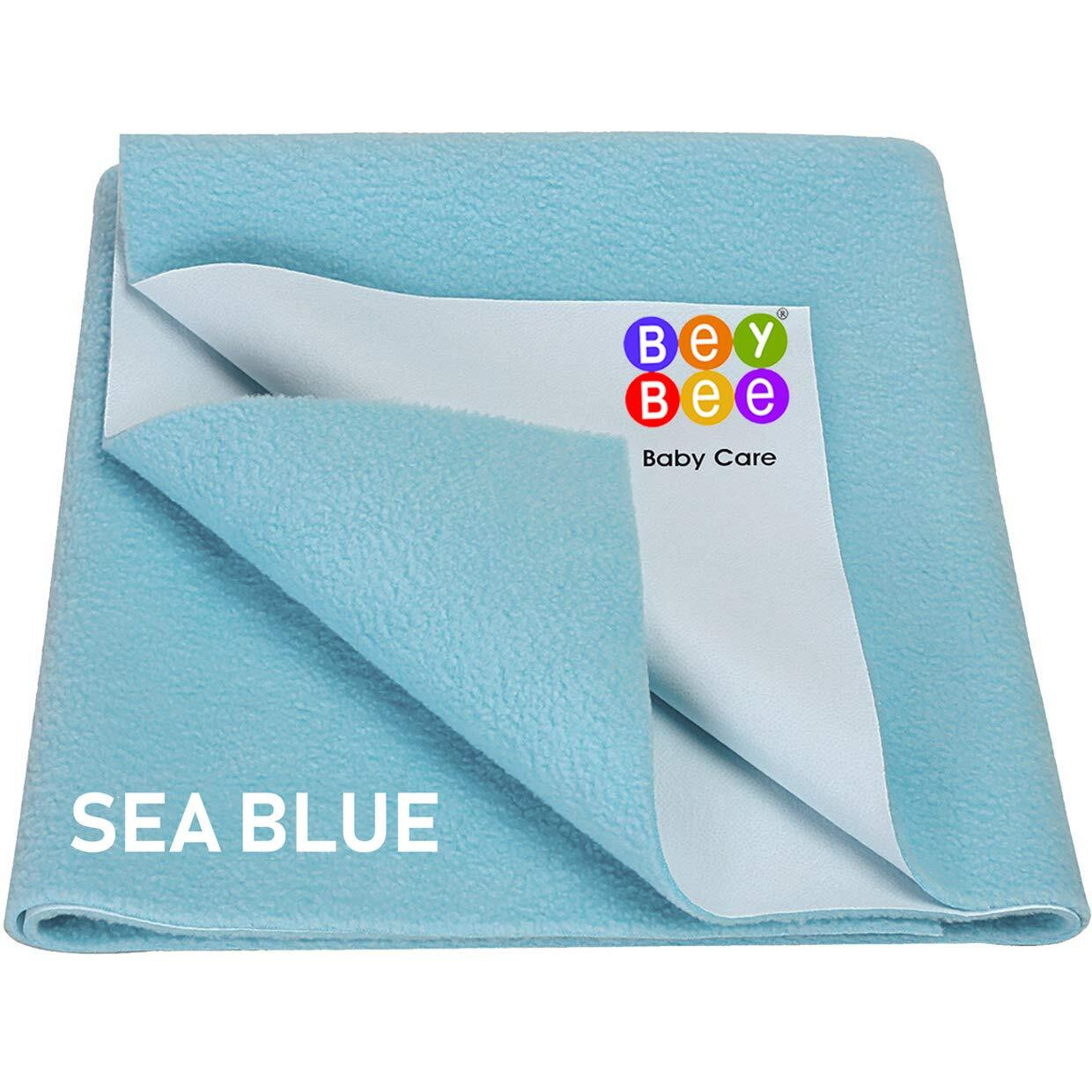 BeyBee Waterproof Quick Dry Sheet for Baby| Bed Pad Anti-Piling Fleece Extra Absorbent Washable Matress Protector| Baby Bed Protector Sheet for Toddler Children, Large Size, 140x100cm, Sea Blue