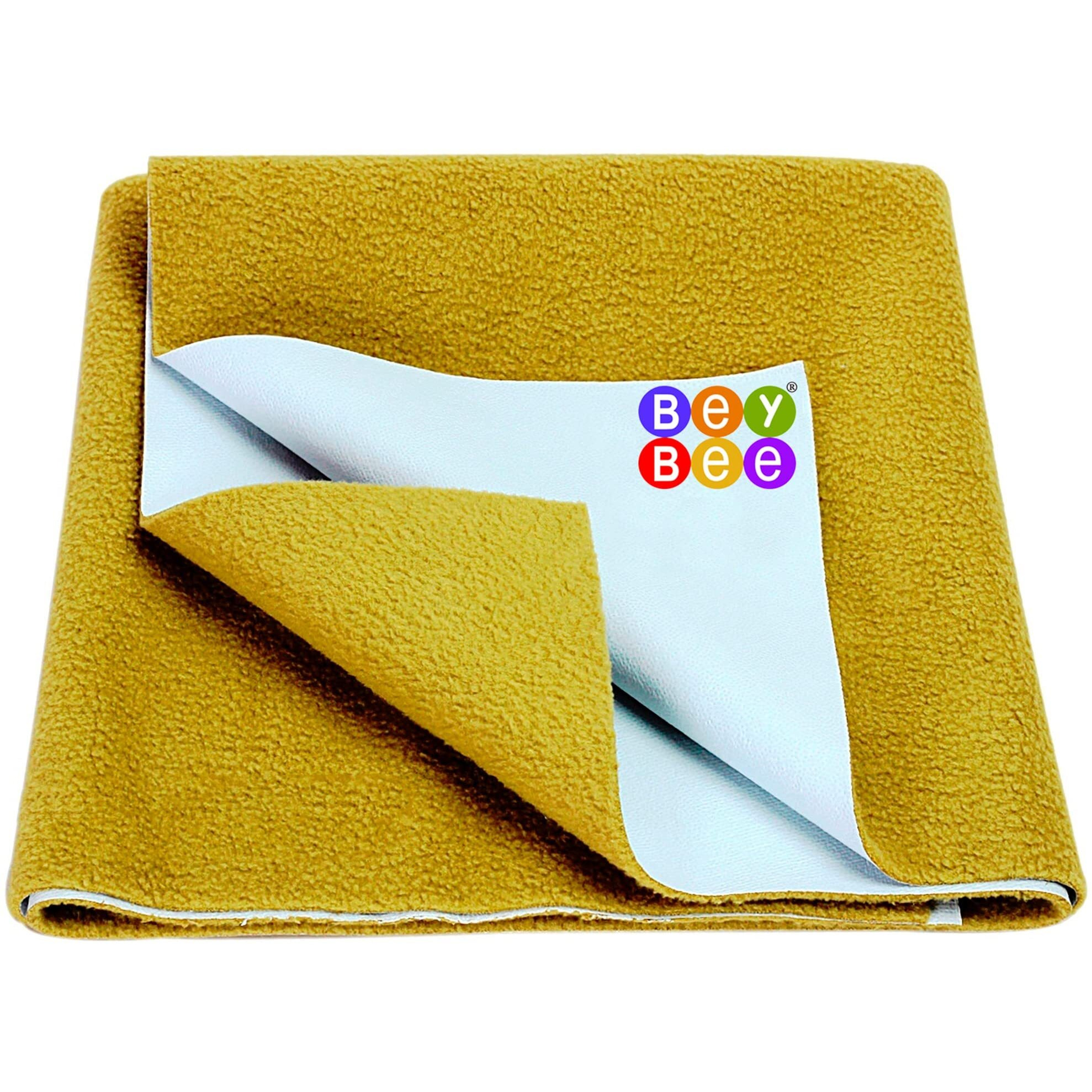 BeyBee Waterproof Quick Dry Sheet for Baby| Bed Pad Anti-Piling Fleece Extra Absorbent Washable Matress Protector| Baby Bed Protector Sheet for Toddler Children, Large Size, 140x100cm, Golden