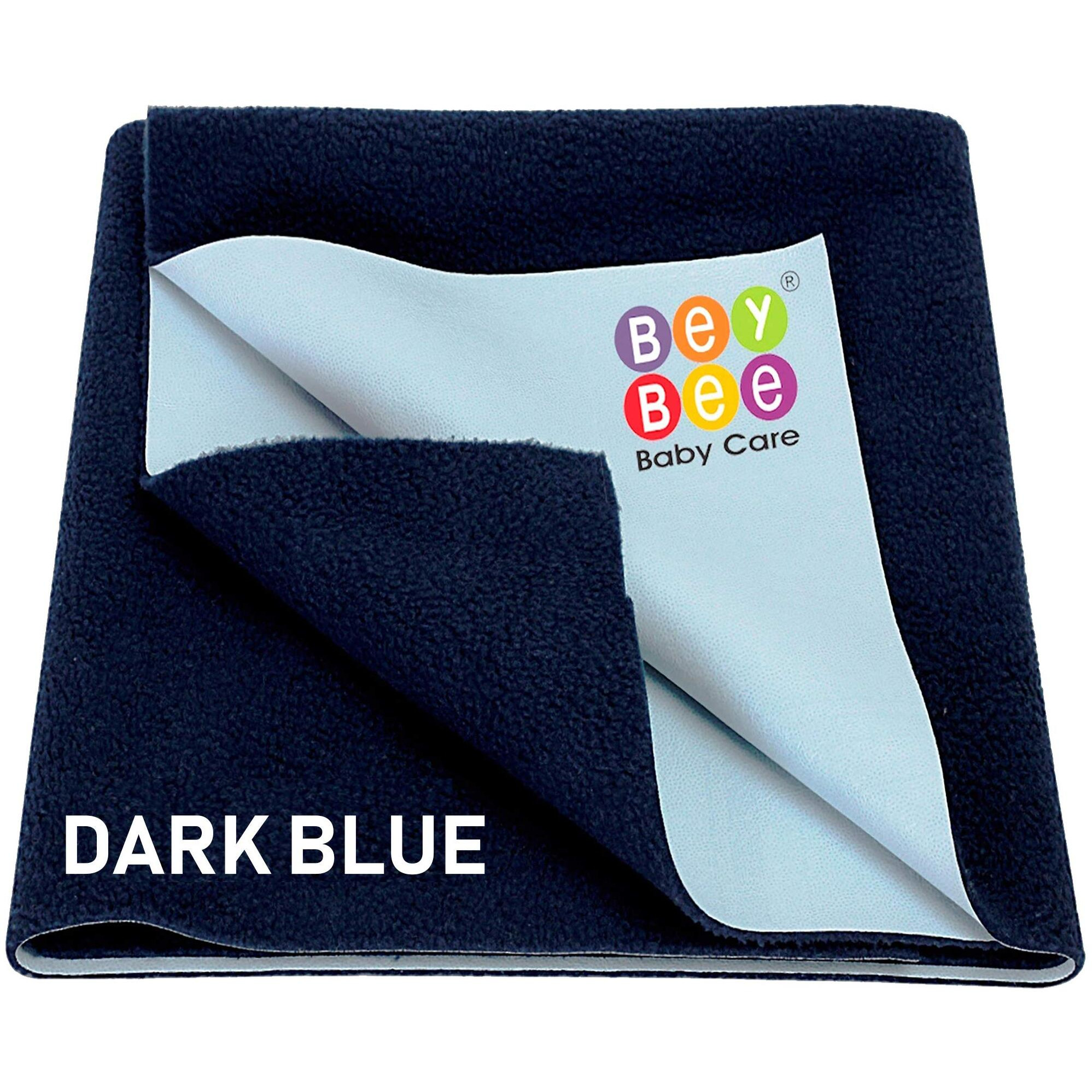 BeyBee Waterproof Quick Dry Sheet for Baby| Bed Pad Anti-Piling Fleece Extra Absorbent Washable Matress Protector| Baby Bed Protector Sheet for Toddler Children, Large Size, 140x100cm, Dark Blue