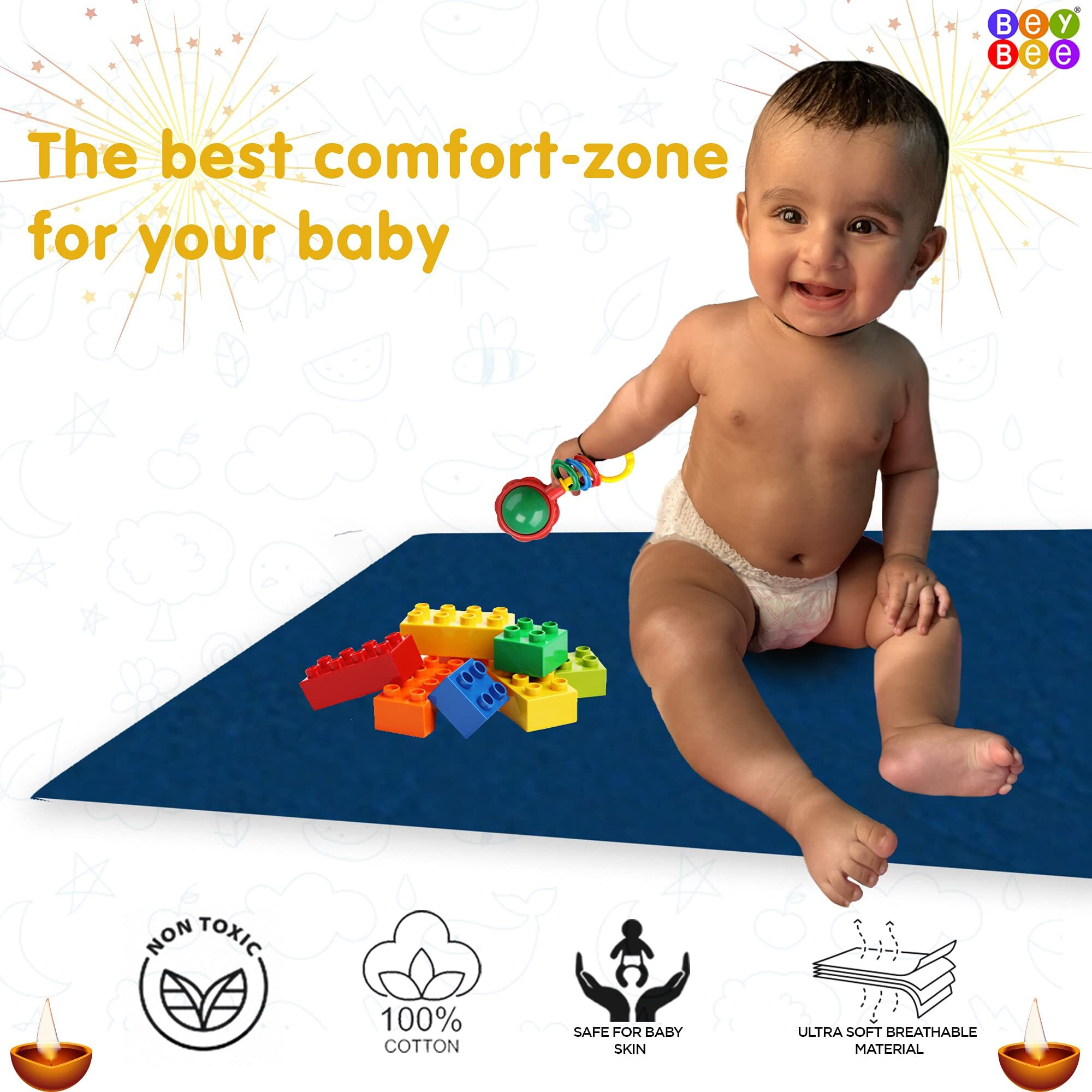 BeyBee Waterproof Quick Dry Sheet for Baby| Bed Pad Anti-Piling Fleece Extra Absorbent Washable Matress Protector| Baby Bed Protector Sheet for Toddler Children, Medium Size, 100x70cm, Purple