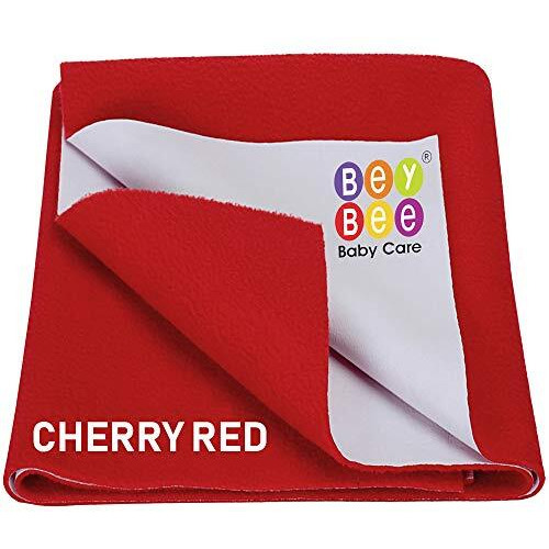 BeyBee Waterproof Quick Dry Sheet for Baby| Bed Pad Anti-Piling Fleece Extra Absorbent Washable Matress Protector| Baby Bed Protector Sheet for Toddler Children, Medium Size, 100x70cm, Red