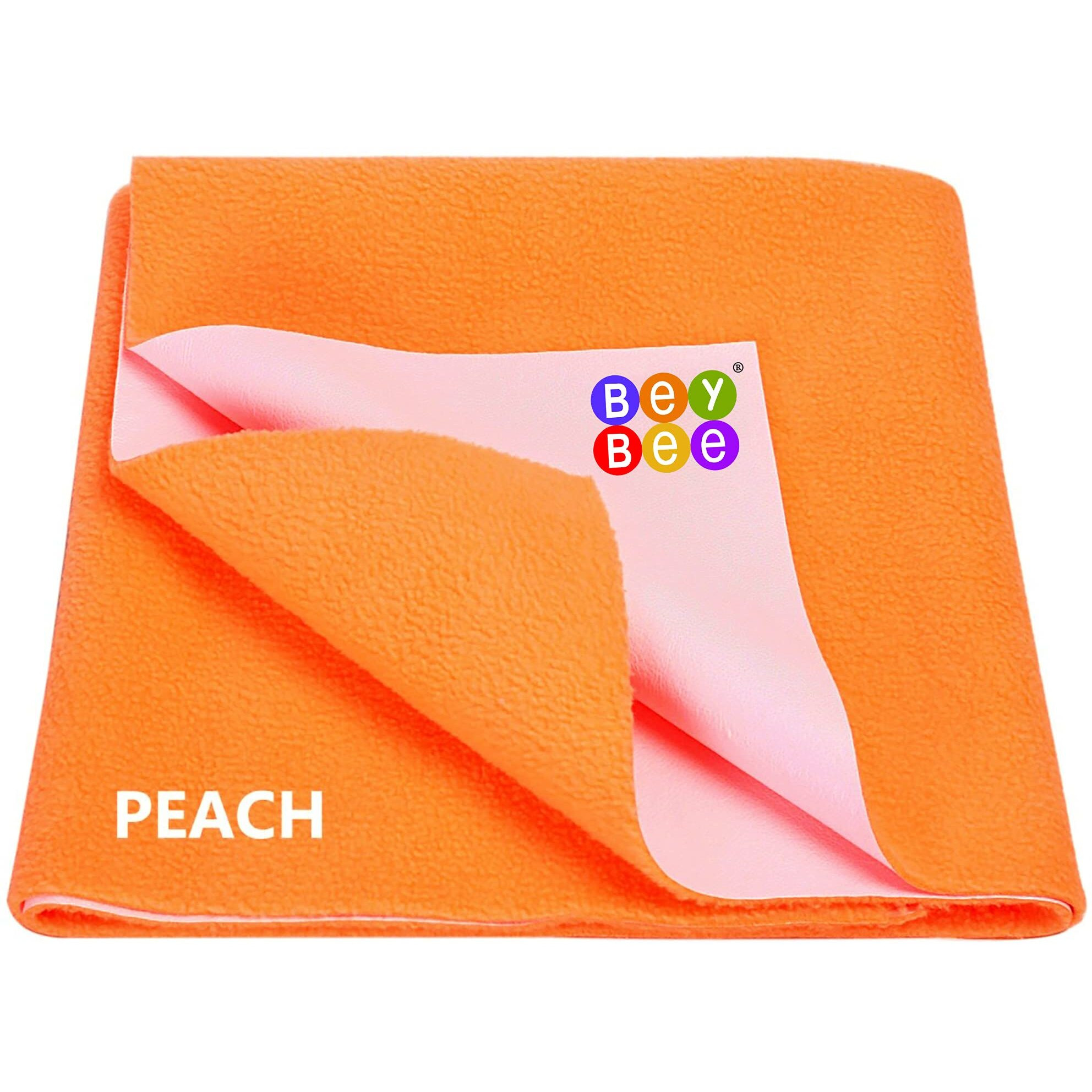 BeyBee Waterproof Quick Dry Sheet for Baby| Bed Pad Anti-Piling Fleece Extra Absorbent Washable Matress Protector| Baby Bed Protector Sheet for Toddler Children, Medium Size, 100x70cm, Peach
