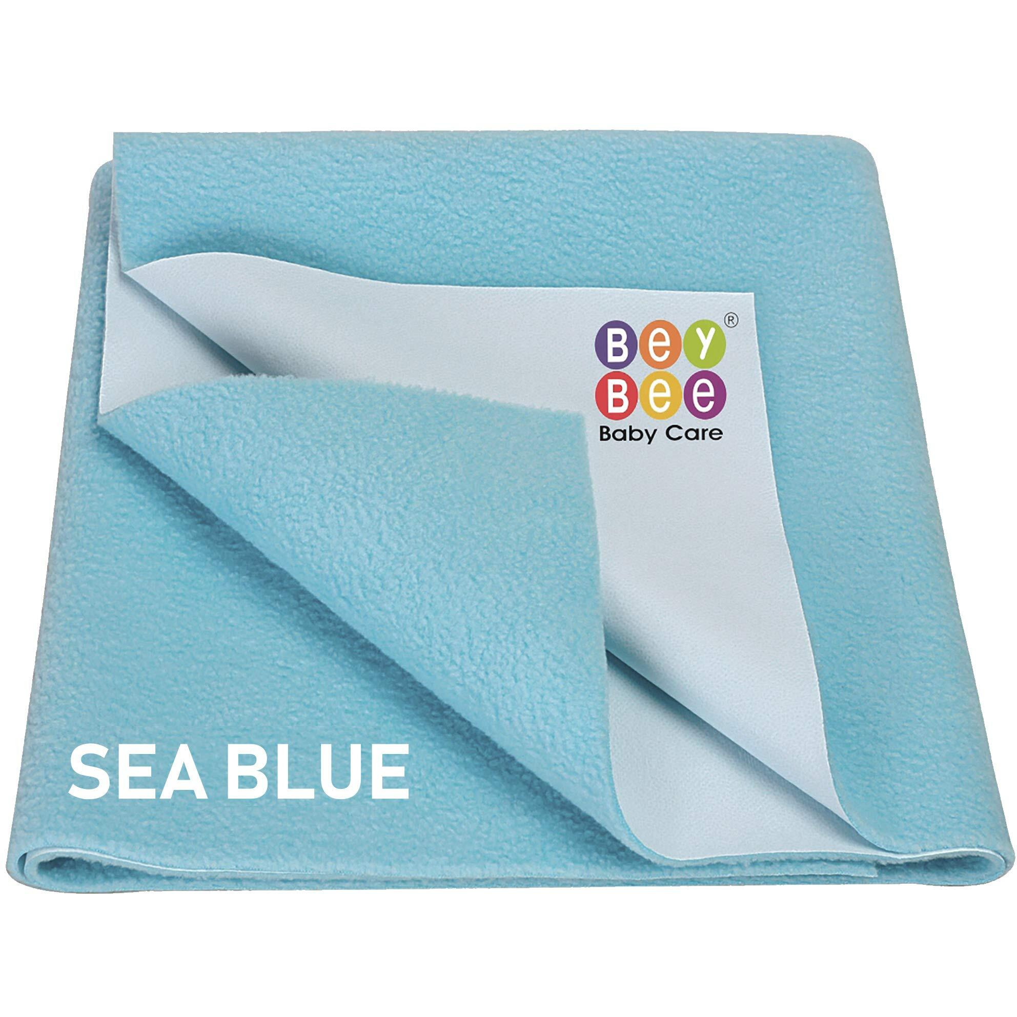 BeyBee Waterproof Quick Dry Sheet for Baby| Bed Pad Anti-Piling Fleece Extra Absorbent Washable Matress Protector| Baby Bed Protector Sheet for Toddler Children, Small Size, 50x70cm, Sea Blue