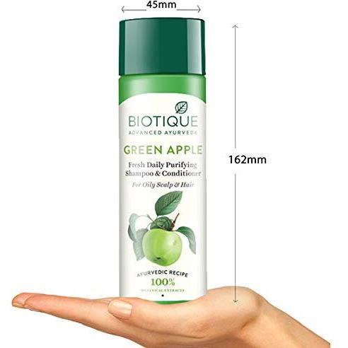 Biotique Green Apple Shine & Gloss Shampoo & Conditioner| Promotes Healthy, Shiny and Glossy Hair | Nourishes Scalp | Makes Hair Soft & Smooth |100% Botanical Extracts| All Skin Types | 190ml