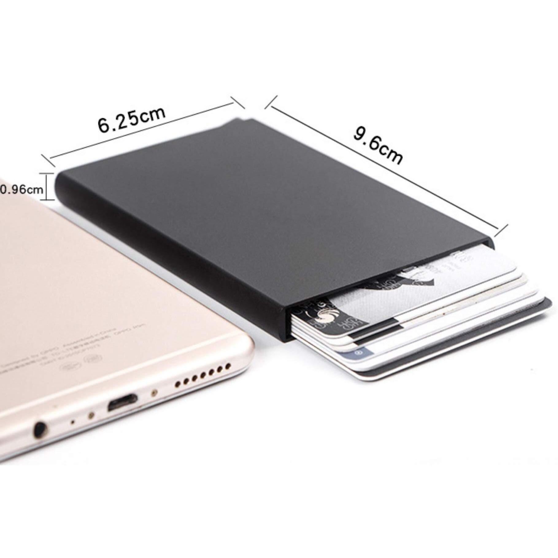 VOGARD Men s Aluminium Metal RFID Protected Smart Pop Up Wallet | 8 Card Slots (06 Black)