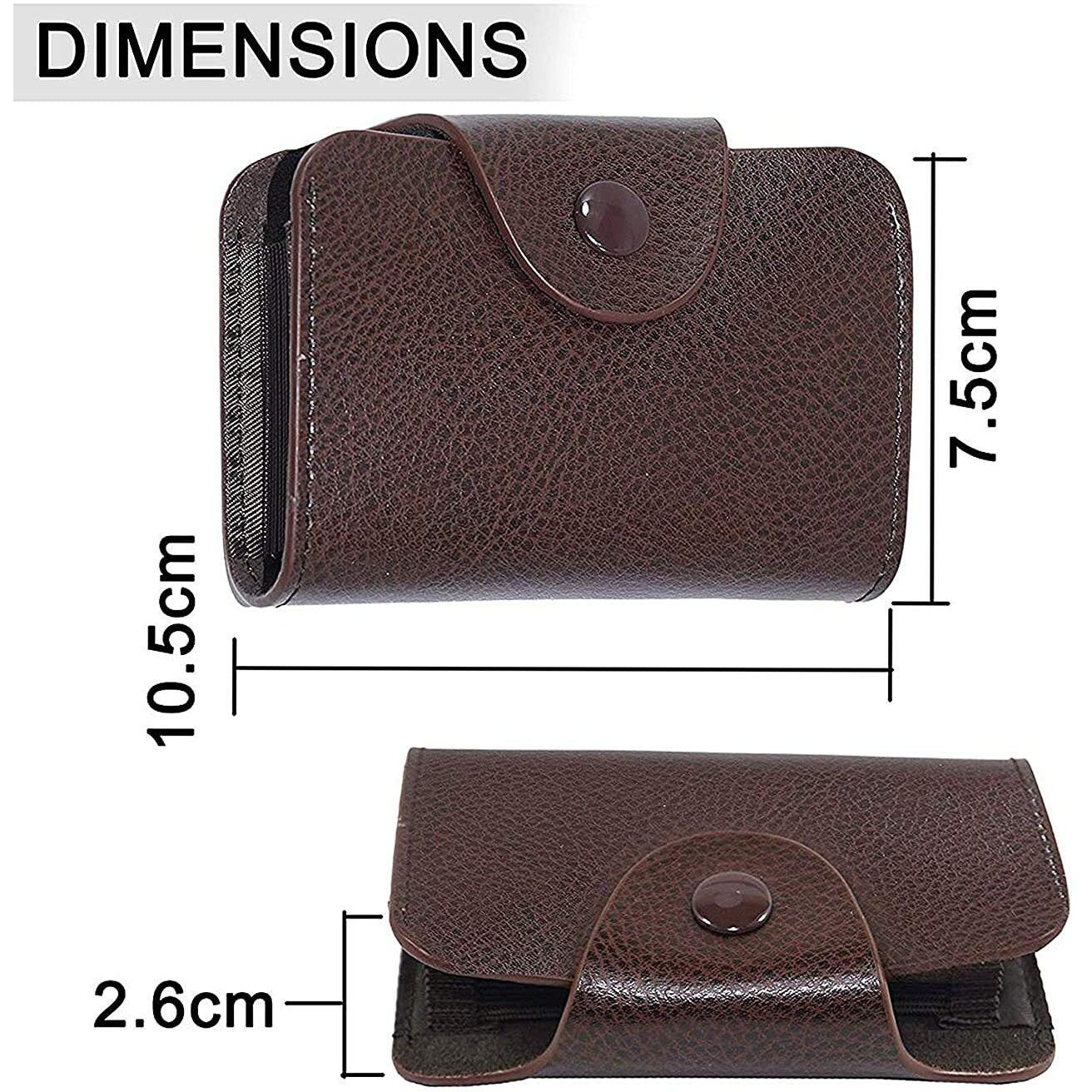 DAHSHA 13 Slots Leather Credit Card Holder Wallet with 2 Money Pocket for Men and Women (Brown,10.5x7.5x2.6 cm)