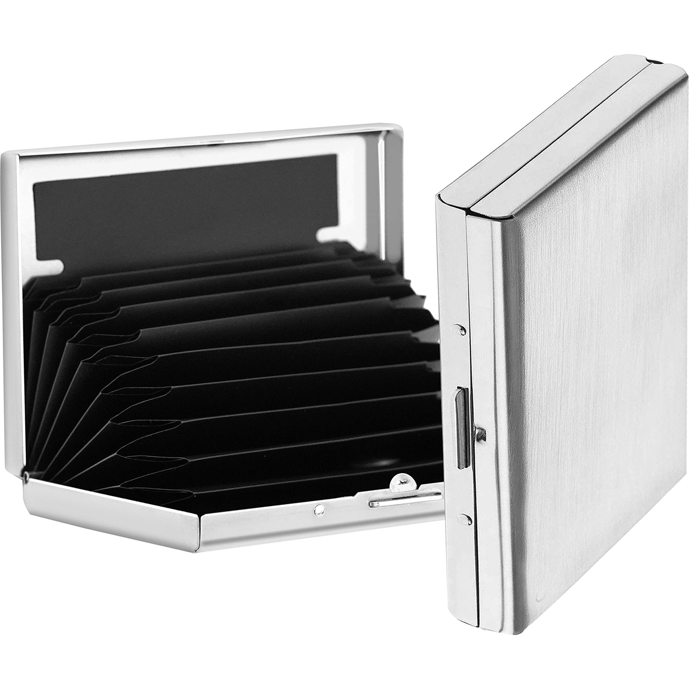 DAHSHA Large 10 Slots Metal RFID Metal Credit Card Holder Wallet for Men Women (Sliver, 10cm x 7cm x 1.5cm)
