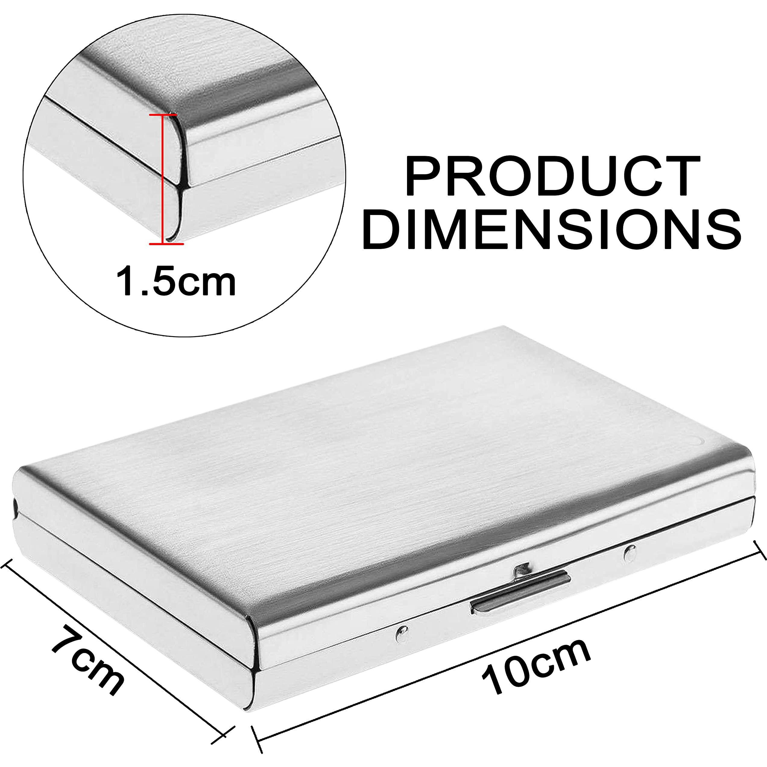 DAHSHA Large 10 Slots Metal RFID Metal Credit Card Holder Wallet for Men Women (Sliver, 10cm x 7cm x 1.5cm)
