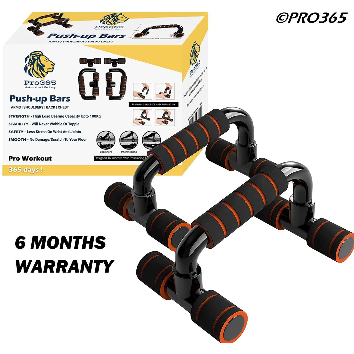 PRO365 Push Up Bar/Hard Polypropylene material/Push Up Stand/Home Exercise/Dips Chest press training, For Men & Women