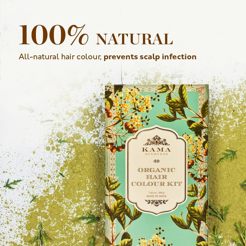 Kama Ayurveda ITM01361 Organic Hair Color Kit, Hair Color, Henna Powder and Indigo Powder, 200g - Multicolor (Pack of 1 each)