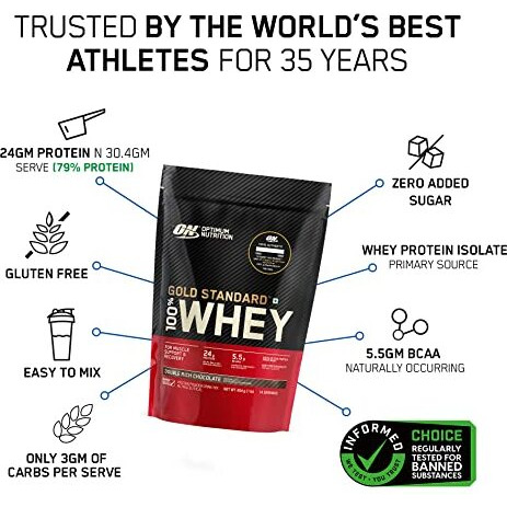 Optimum Nutrition (ON) Gold Standard 100% Whey Protein Powder - 1 lb (Double Rich Chocolate), Primary Source Isolate