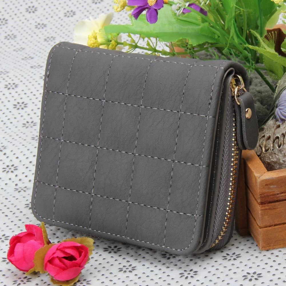 BESTVECH Women s Pu Frey Color Leather Small Wallett Purses Card Holder For Women, Grey