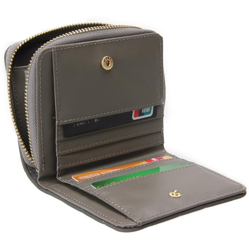 BESTVECH Women s Pu Frey Color Leather Small Wallett Purses Card Holder For Women, Grey