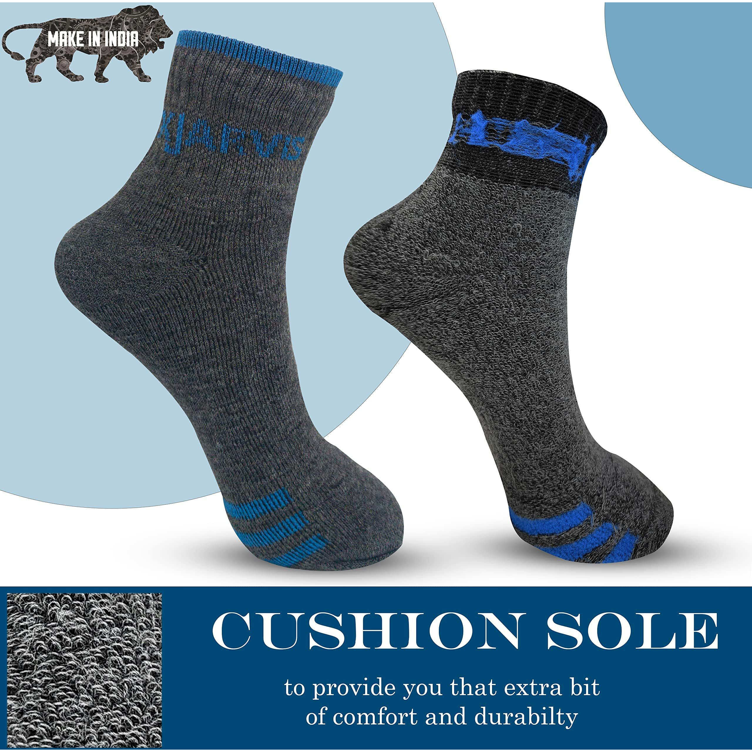 XJARVIS All-Season Ankle Sports Socks | High Cushioning, Arch Support, Breathable Cotton | Odor-Free, Moisture-Wicking | Men & Women | Free Size (BLACK/DARK GREY/GREY) PACK 0F 6