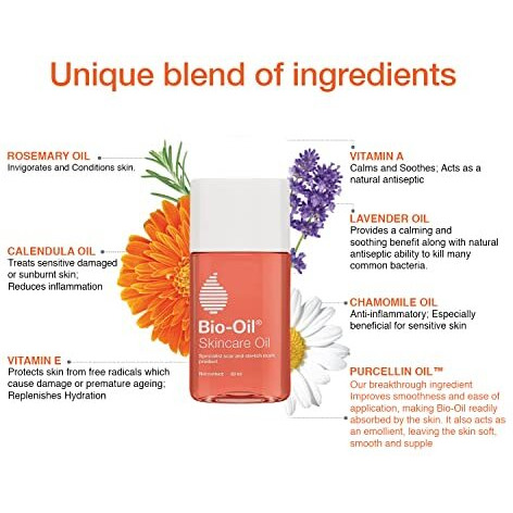 Bio-Oil Original Skincare Oil suitable for Stretch Marks | Scar Removal | Uneven Skin Tone | Vitamin E | All Skin Types | 60ml
