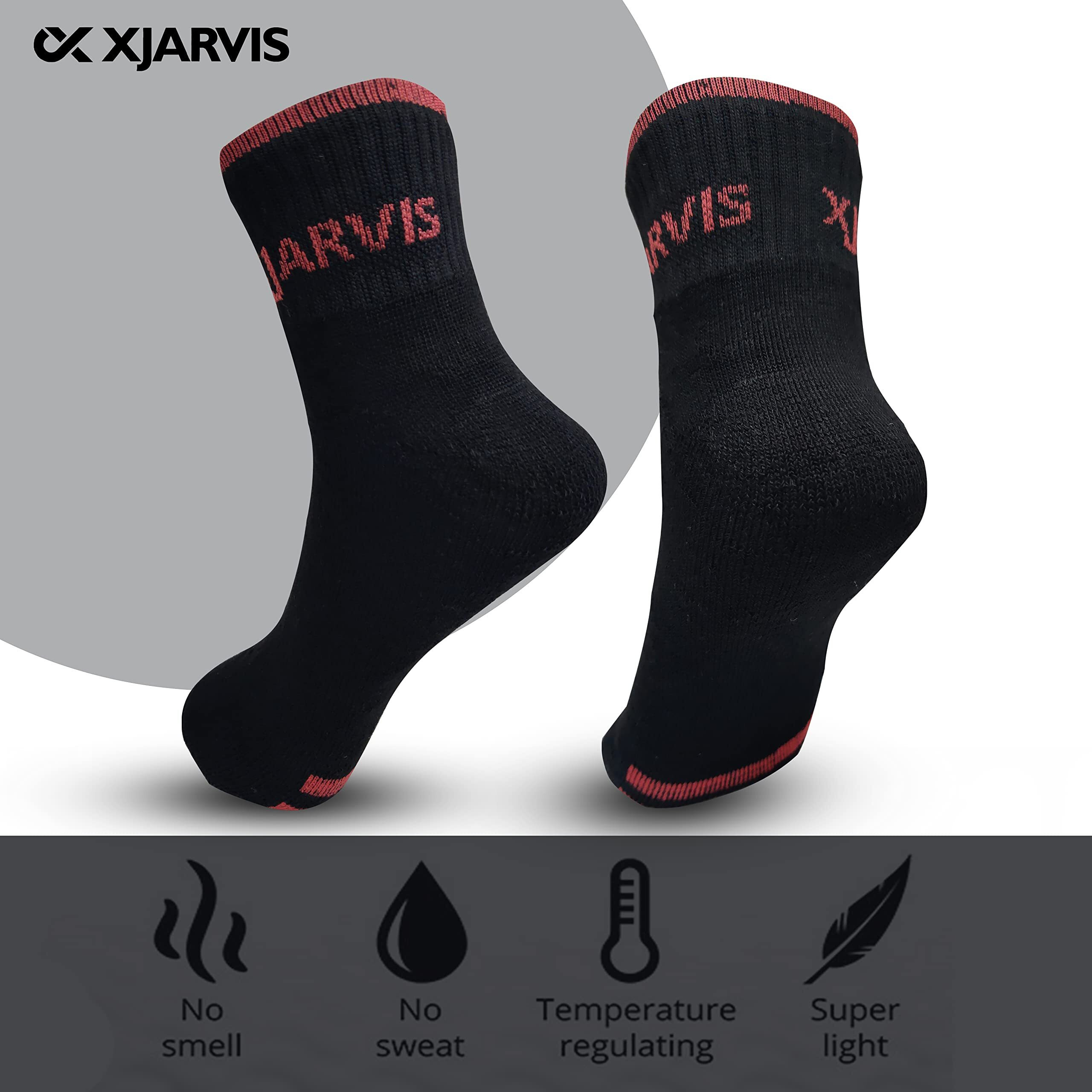 XJARVIS All-Season Ankle Sports Socks | High Cushioning, Arch Support, Breathable Cotton | Odor-Free, Moisture-Wicking | Men & Women | Free Size (BLACK/DARK GREY/GREY) PACK OF 3