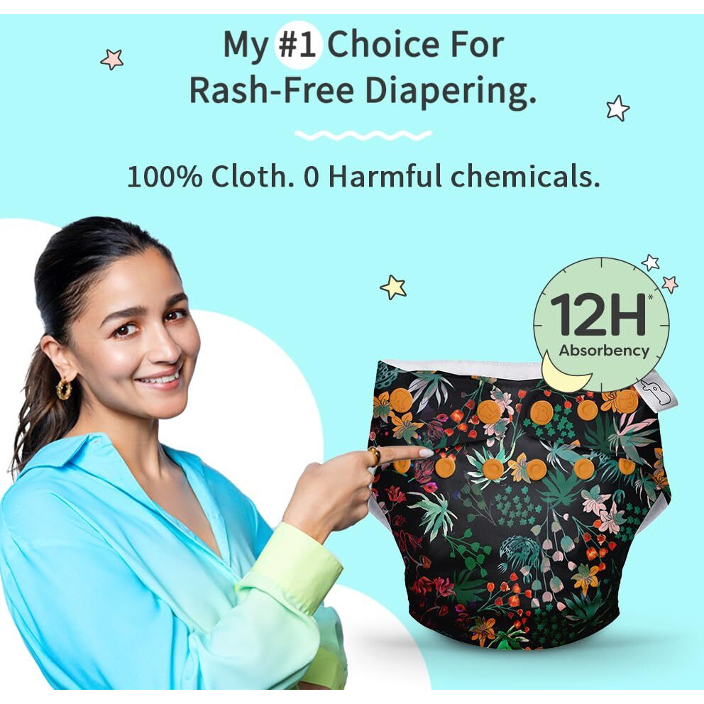 SuperBottoms NEW UNO Freesize Cloth Diaper | Cloth diaper for babies 3M to 3Y | Washable & Reusable cloth diaper | Comes with cloth diaper insert | 1 Diaper and 1 Organic cotton Soaker
