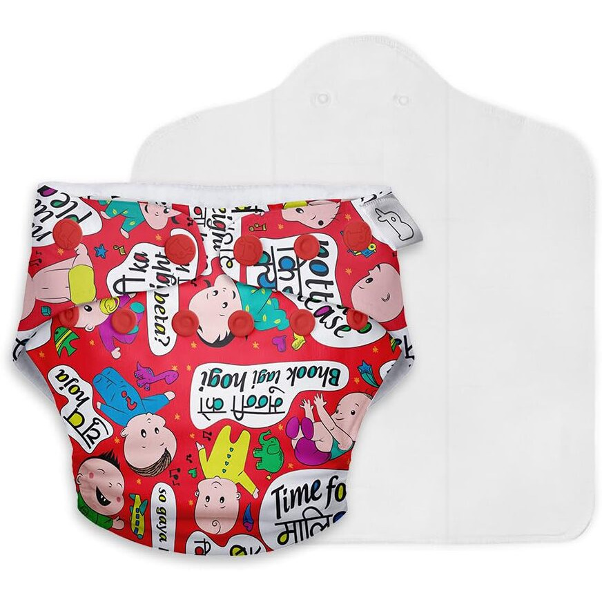 SuperBottoms NEW UNO Freesize Cloth Diaper | Cloth diaper for babies 3M to 3Y | Washable & Reusable cloth diaper | Comes with cloth diaper insert | 1 Diaper and 1 Organic cotton Soaker | Baby Talk