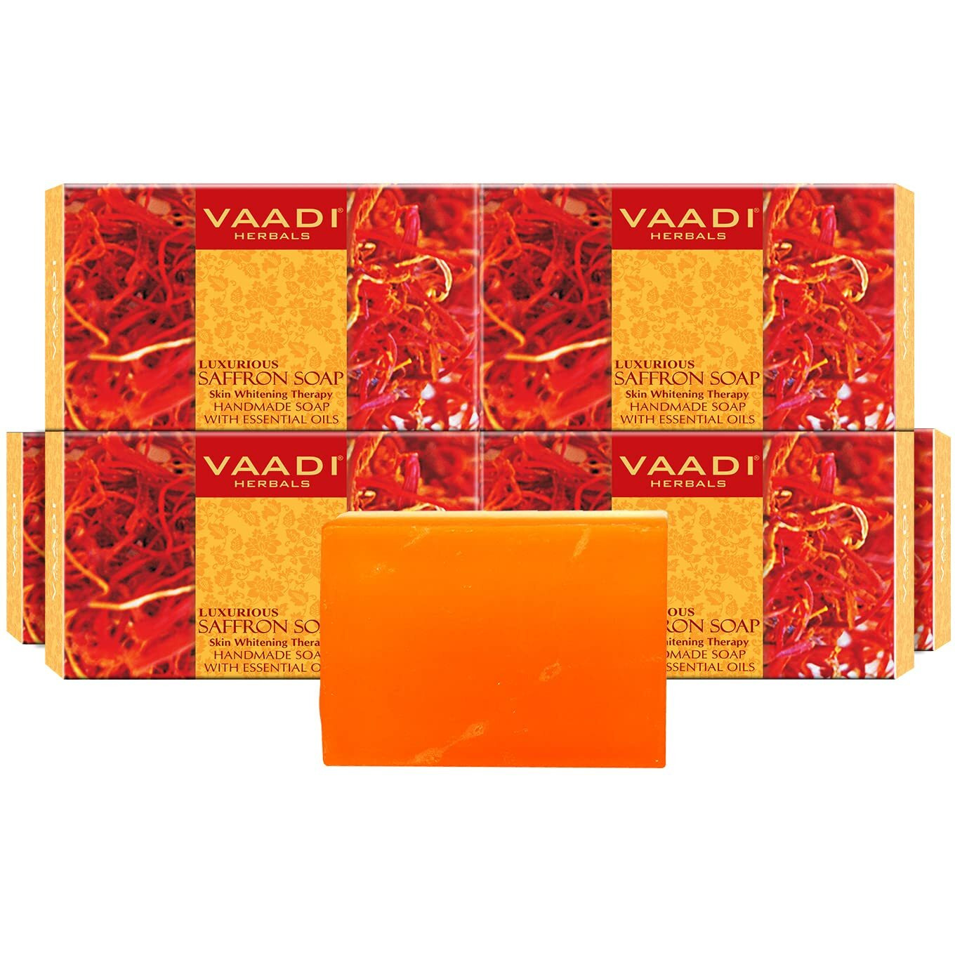 Vaadi Herbals Super Value Luxurious Saffron Skin Whitening Therapy Soap, 75g (Pack Of 6)