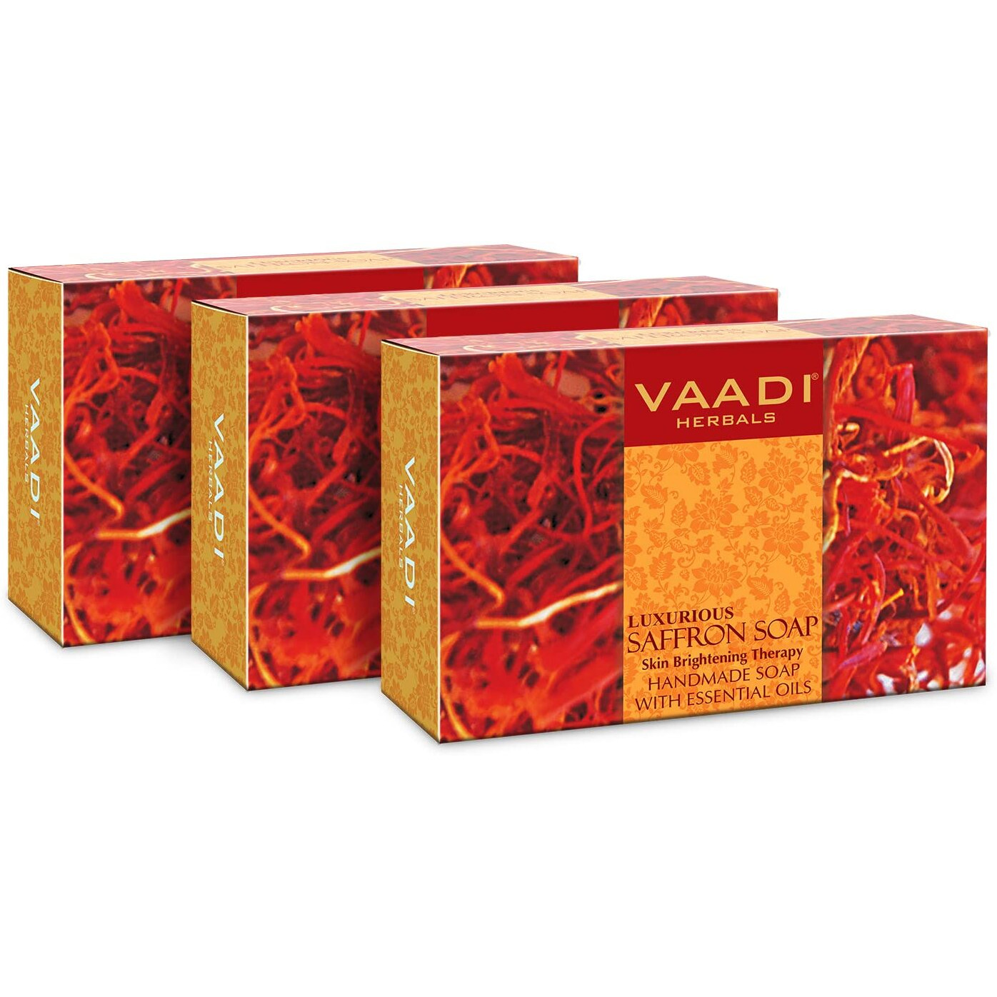Vaadi Herbals Value Luxurious Saffron Skin Whitening Therapy Soap, 75g (Pack of 3)