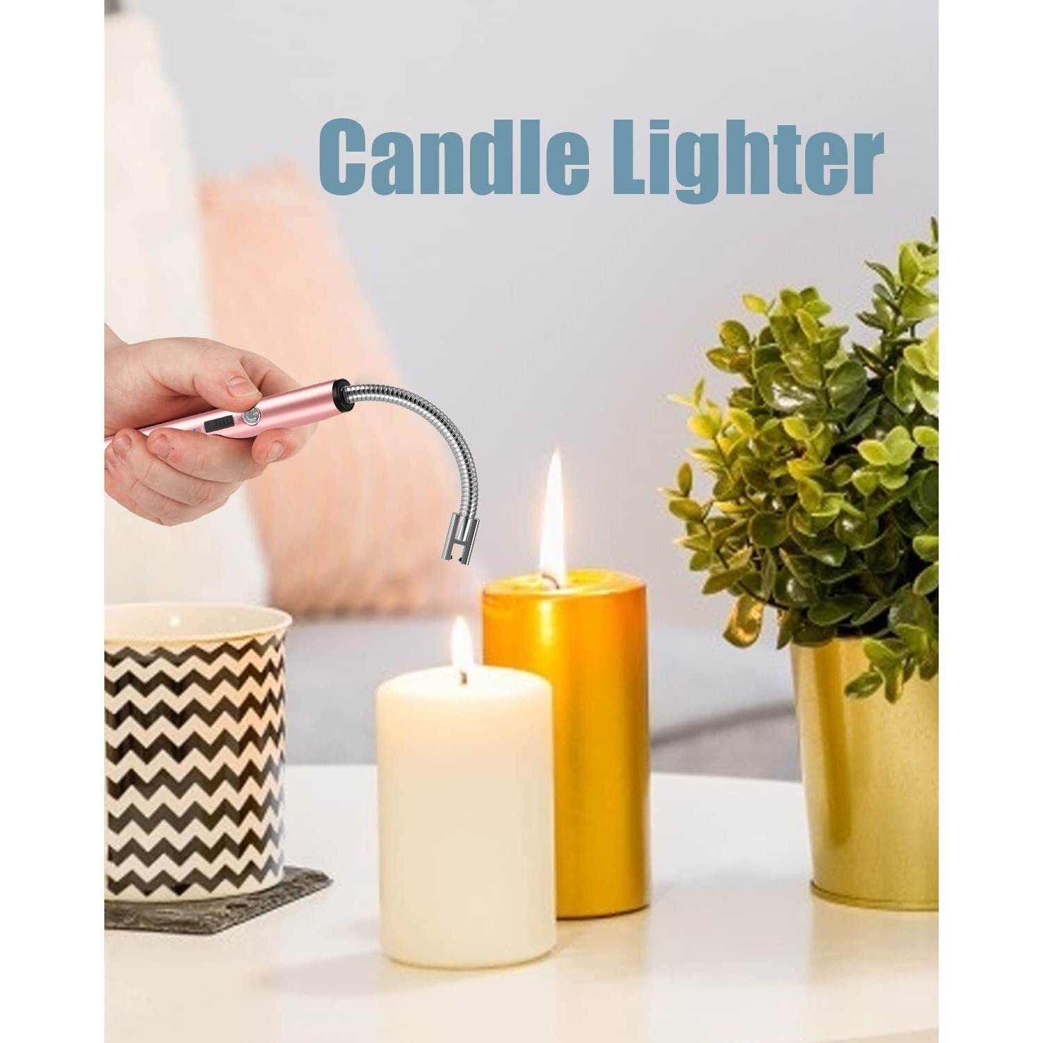 NESAPTO Zinc Candle Lighter, Upgraded Electric Lighter Rechargeable USB Lighter with Led Battery Indicator Safety Switch, Multicolor
