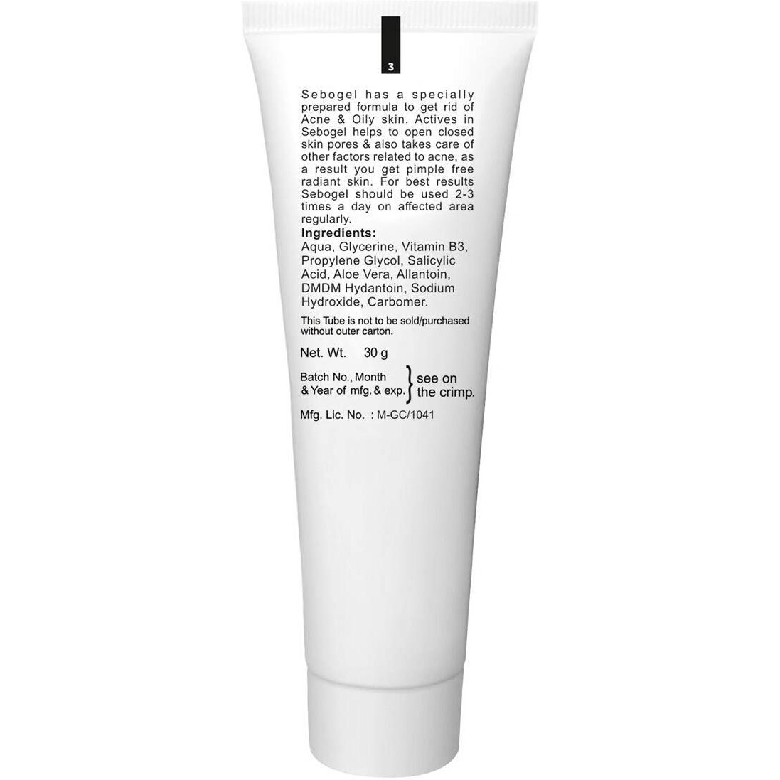 Sebogel Salicylic Acid & Nicotinamide Gel for Pimples and Oily Skin, 30gm