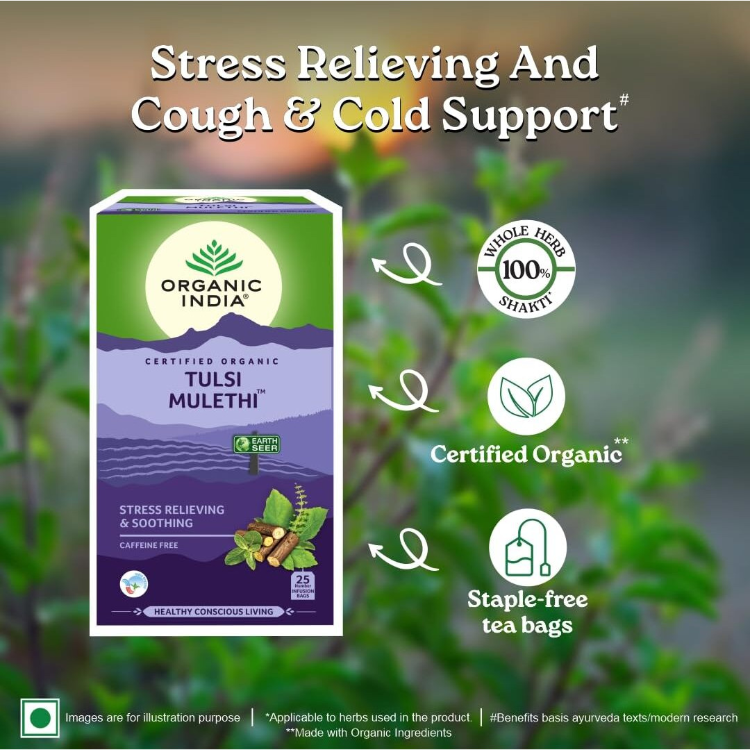 Organic India Tulsi Mulethi, 25 Tea Bags Flavour  Tulsi and Mulethi