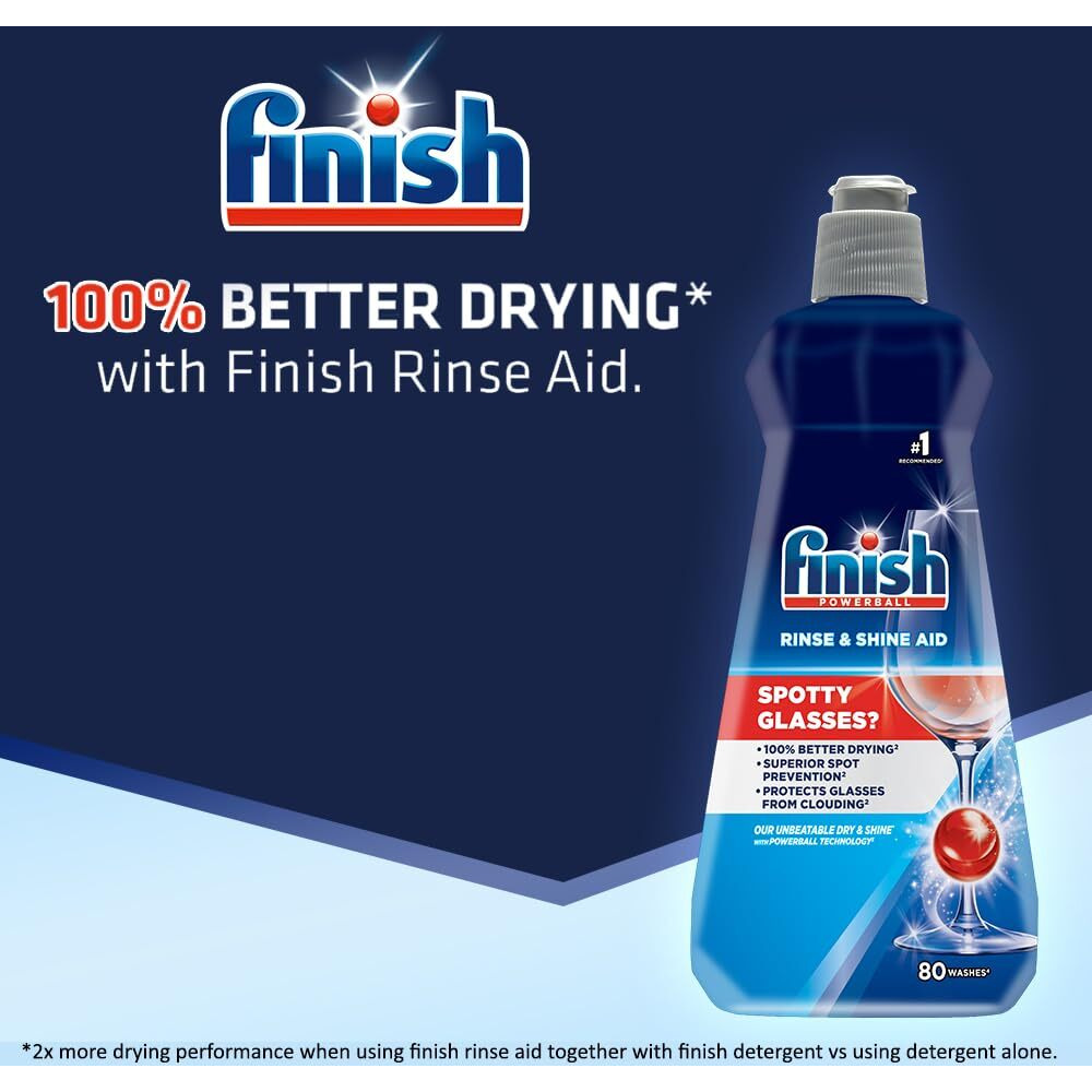 Finish 400 ml, Dishwasher Rinse Aid Liquid, Shine & Dry | Upto 80 washes | World s 1 Recommended Dishwashing Brand