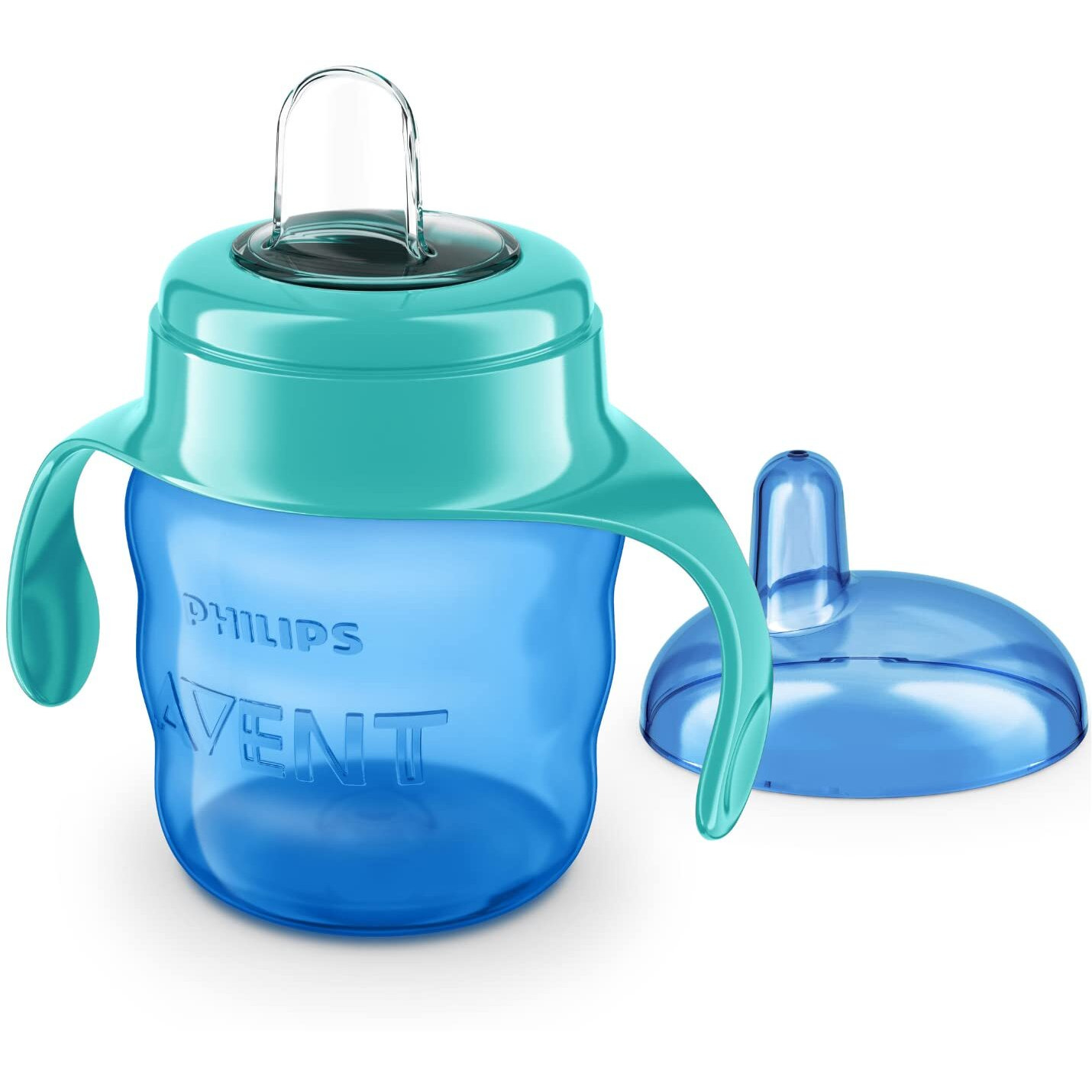 AVENT Philips Silicone Classic Spout Cup with Handle Green/Blue | 200ml (SCF551/05)