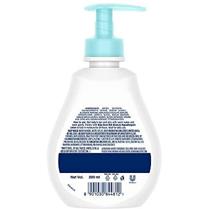 Baby Dove Rich Moisture Hair to Toe Baby Wash 200 ml, No Tears Body Wash for Baby s Soft Skin - Hypoallergenic, No Sulphates, No Parabens