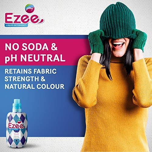 Godrej Ezee Liquid Detergent for both Top load and Front load Washing - 500g Bottle, for Winter Wear | Added Conditioner | No Soda Formula | Woolmark Certified