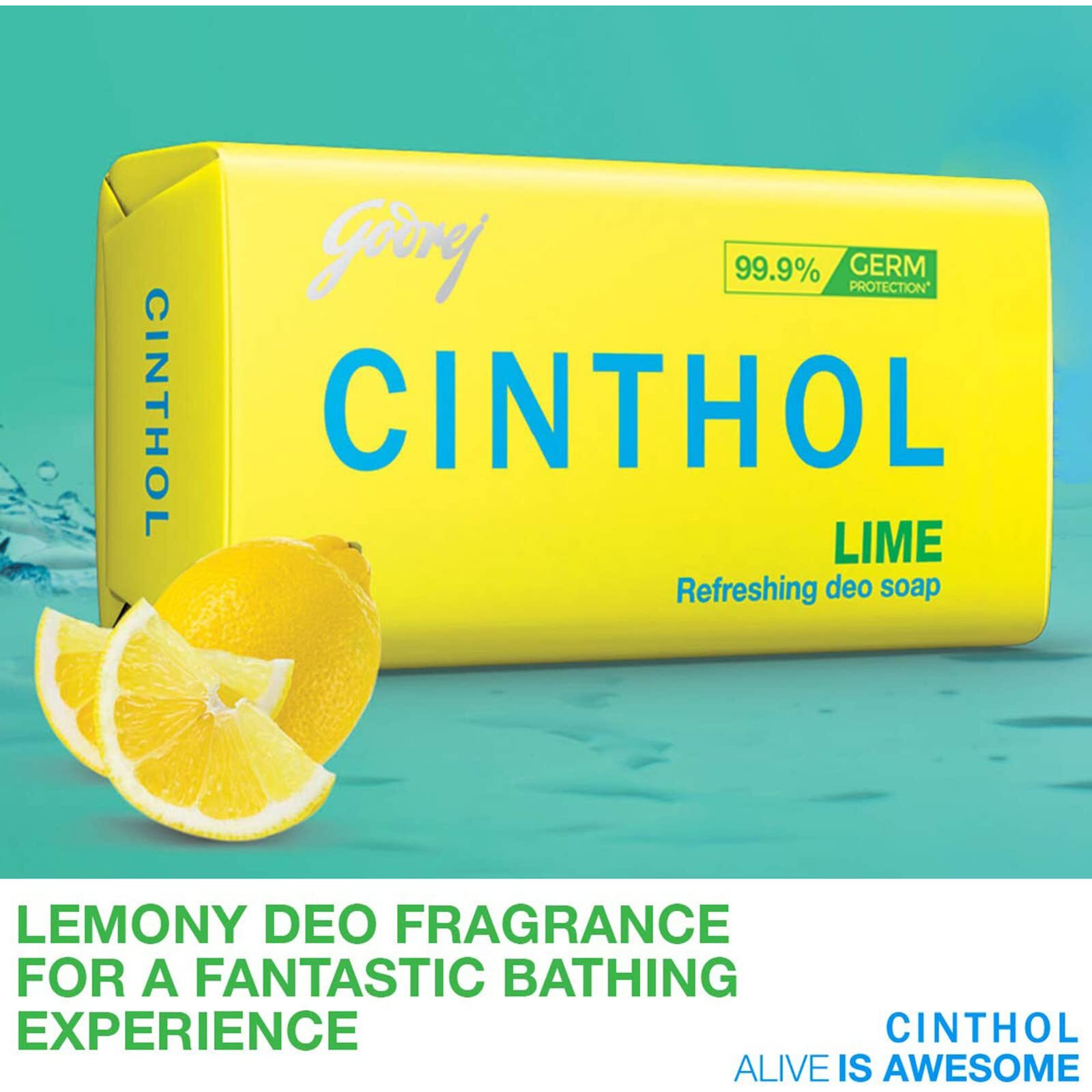 Cinthol Lime Soap, 100g (Pack of 5) - 99.9% Germ Protection | Lime Fresh Fragrance | Soaps For Bath Grade 1 Soap | For All Skin Types