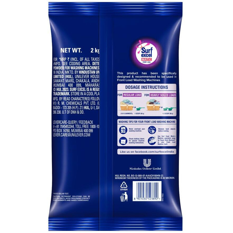 Surf Excel Matic Front Load Detergent Powder 2 kilogram
