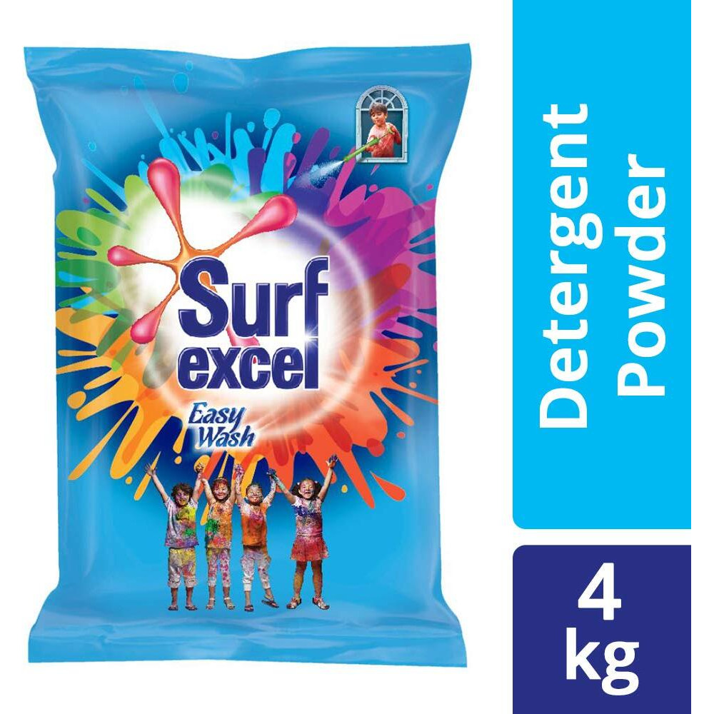 Surf Excel Easy Wash Detergent Powder 4 Kg, Washing Powder That Dissolves Easily & Removes Tough Stains On Clothes - Bucket & Machine Wash, 1 Count
