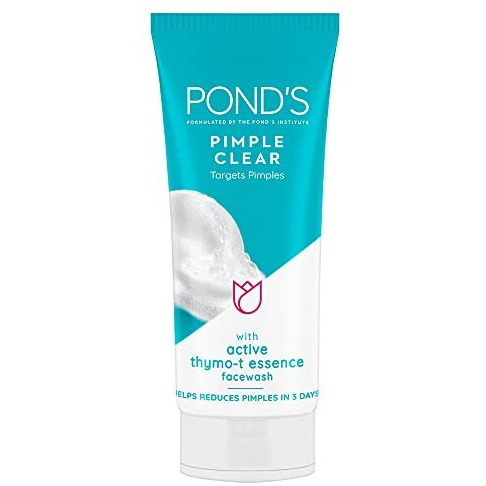 POND s Pimple Clear, Facewash, 100G, For Glowing Skin, With Active Thymo-T Essence Formula, Helps Reduce Pimples In 3 Days, Face Wash Controls Oil, Reduces Blackheads