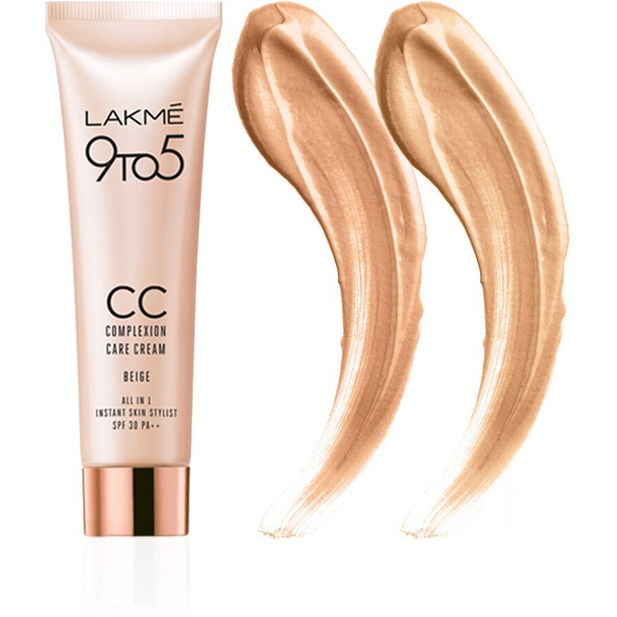 LAKM 9 To 5 Cc Cream Mini|| 01-Beige|| Light Face Makeup With Natural Coverage For All Skin|| Spf 30-Tinted Moisturizer To Brighten Skin|| Conceal Dark Spots|| 9 G,1 Count