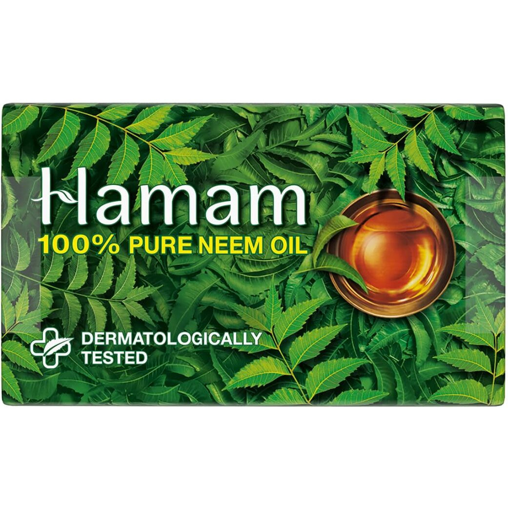 Hamam with 100% Pure Neem Oil Bathing Soap 150gm(pack of 3)|With natural ingredients^ soap|Soap with neem|For Healthy & Protected Skin|Shop Herbal|Shop Natural|Paraben-free & Sulphate-free|Body Soap|