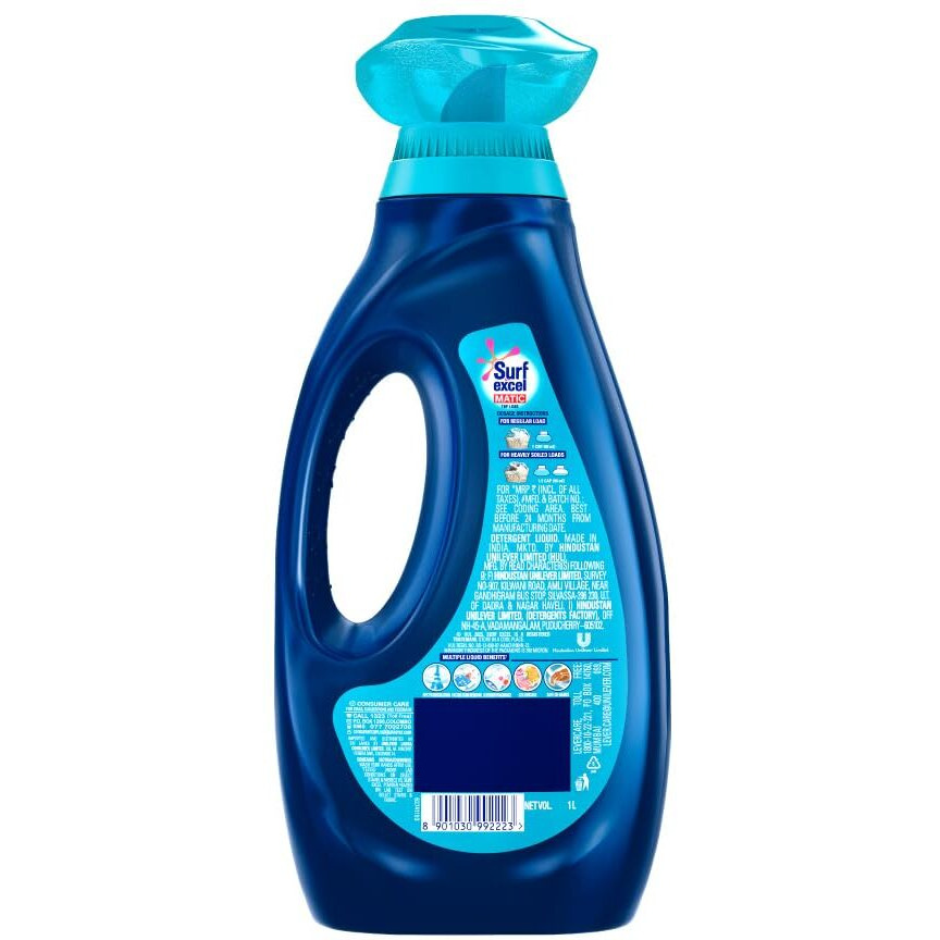 Surf Excel Matic Top Load Liquid Detergent 1L|| Specially designed for Tough Stain Removal on Laundry in Washing Machines