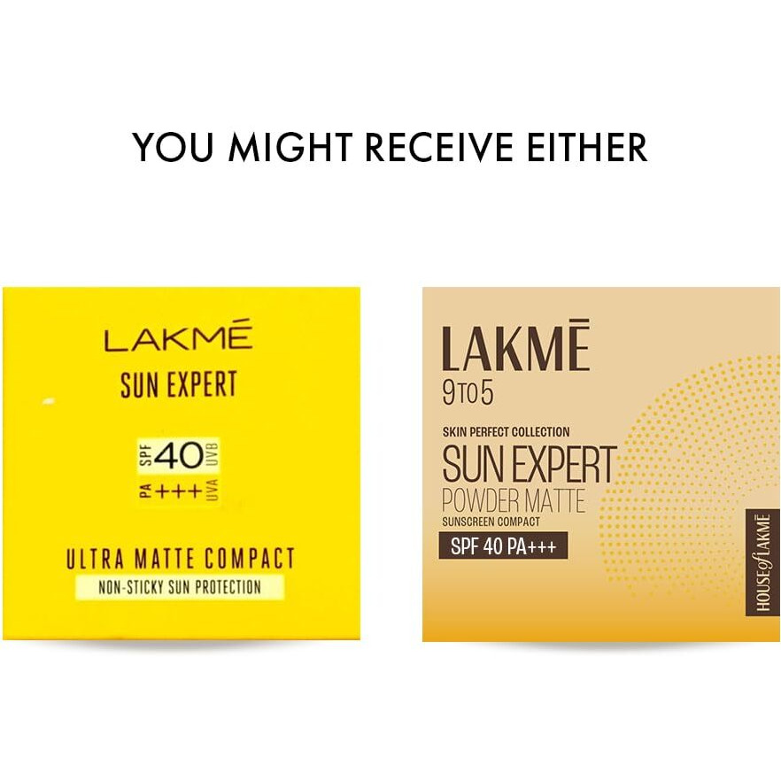 LAKM Sun Expert Ultra Matte Spf 40 Pa+++ Compact, Non Greasy Non Sticky, For Indian All Skin Type, Gives Even-Tone Complexion, 7 G