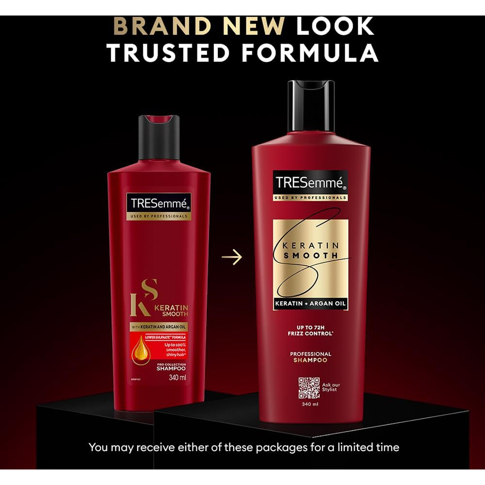 TRESemme Keratin Smooth Shampoo 580 ml|| With Keratin & Argan Oil for Straighter|| Shinier Hair - Nourishes Dry Hair & Controls Frizz|| For Men & Women