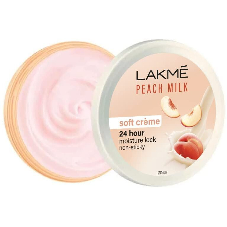 LAKM Peach Milk Soft Crme Light Moisturizer for Face 250 g, Daily Lightweight Face Lotion with Vitamin E for Soft Skin- Non Sticky 24h Moisture