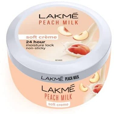 LAKM Peach Milk Soft Crme Light Moisturizer for Face 250 g, Daily Lightweight Face Lotion with Vitamin E for Soft Skin- Non Sticky 24h Moisture